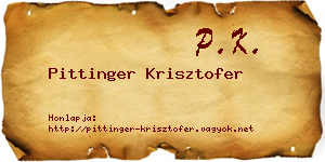 Pittinger Krisztofer névjegykártya
